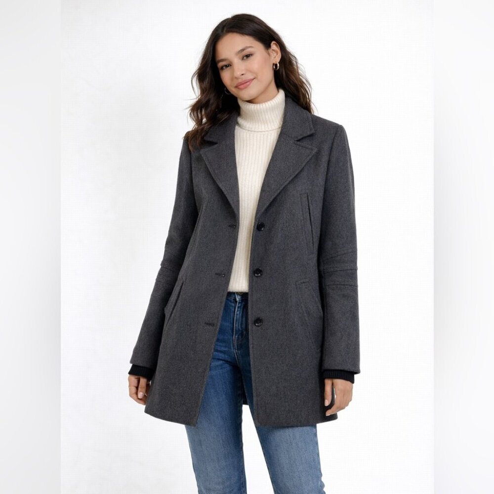 Soia & Kyo Charcoal Grey Wool Blend Jacket Coat Tailored Size Medium Minimalist